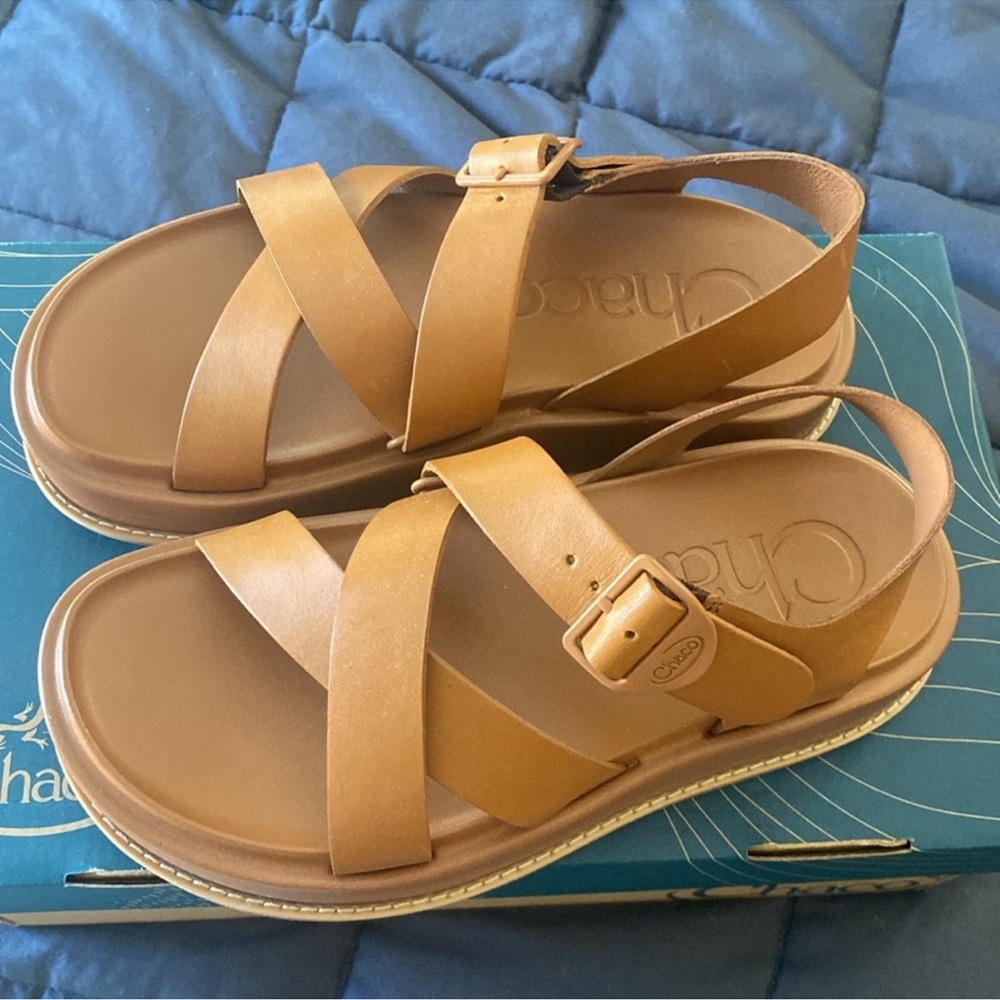 Chaco Tan Cross-Strap Sandals